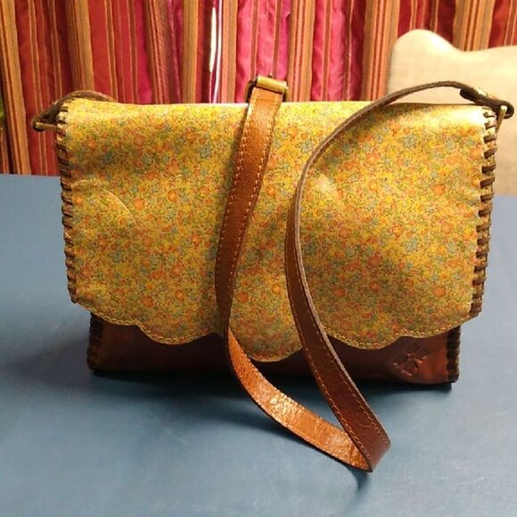 Patricia Nash Leather Shoulder Crossbody Floral Scalloped Edge Brown Bag - Picture 1 of 16